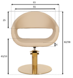 GLAM RG kappersstoel gouden onderstel beige MUDI
