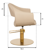 GLAM RG kappersstoel gouden onderstel beige MUDI