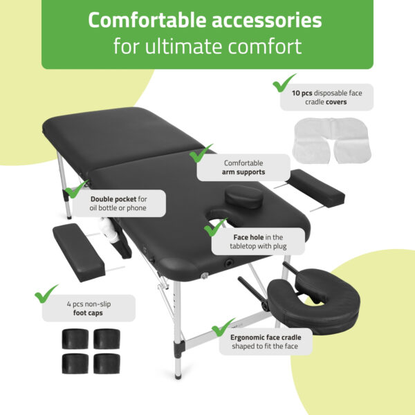Nadia inklapbare massagetafel 60 cm Comfy Base zwart Habys