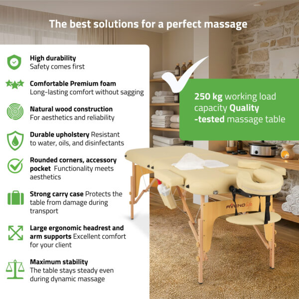 Sofia Light inklapbare massagetafel 60 cm Comfy Base beige Habys