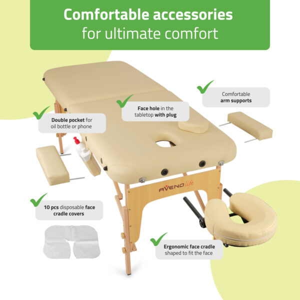 Sofia Light inklapbare massagetafel 60 cm Comfy Base beige Habys