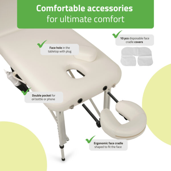 Vera inklapbare massagetafel 60 cm Comfy Base wit Habys