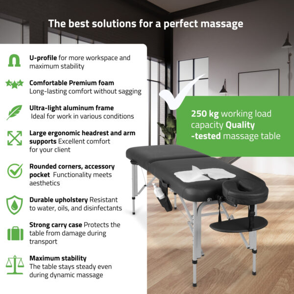 Vera inklapbare massagetafel 60 cm zwart Habys