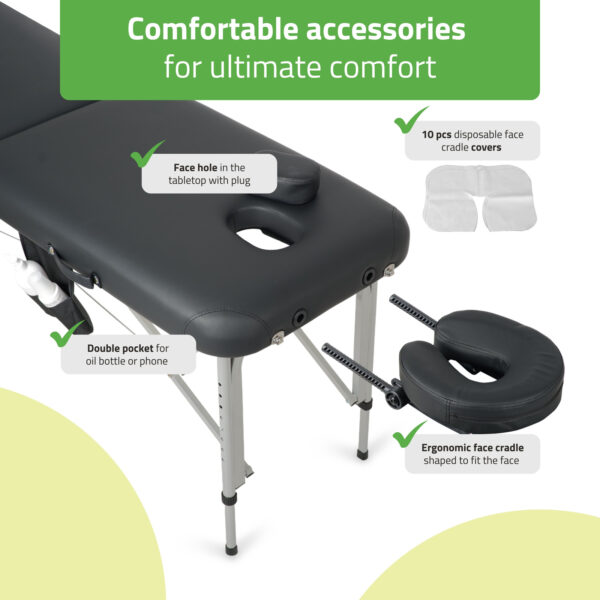Vera inklapbare massagetafel 60 cm zwart Habys