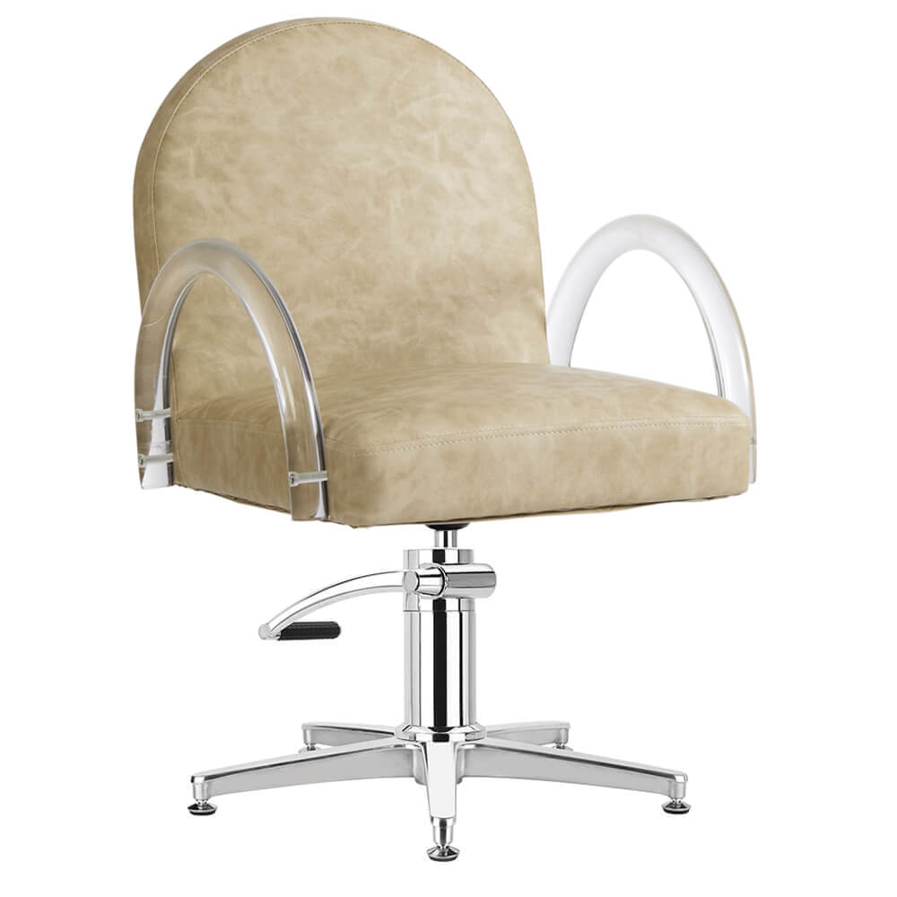 Archie kappersstoel acrylen armleuningen beige Comfortel Archie kappersstoel acrylen armleuningen beige Comfortel