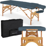 Aura inklapbare massagetafel beukenhouten blauw Habys