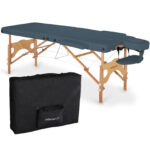 Aura inklapbare massagetafel beukenhouten blauw Habys