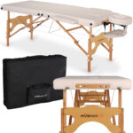 Aura inklapbare massagetafel kantelbare rugleuning beige Habys