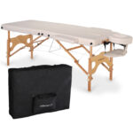 Aura inklapbare massagetafel kantelbare rugleuning beige Habys