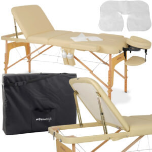 Bianca inklapbare massagetafel 70 cm driedelig beige Habys