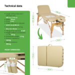 Bianca inklapbare massagetafel 70 cm driedelig beige Habys