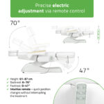 Leo PRO 4 beautystoel elegant elektrisch verstelbaar wit Habys