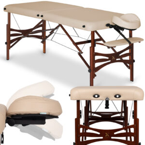 Panda inklapbare massagetafel donker hout 70 cm beige Habys