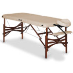 Panda inklapbare massagetafel donker hout 70 cm beige Habys