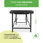Rico inklapbare massagetafel 70 cm vaste werkhoogte zwart Habys