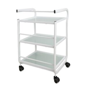 TOPAZ trolley 3 glazen planken wit DD Wellness