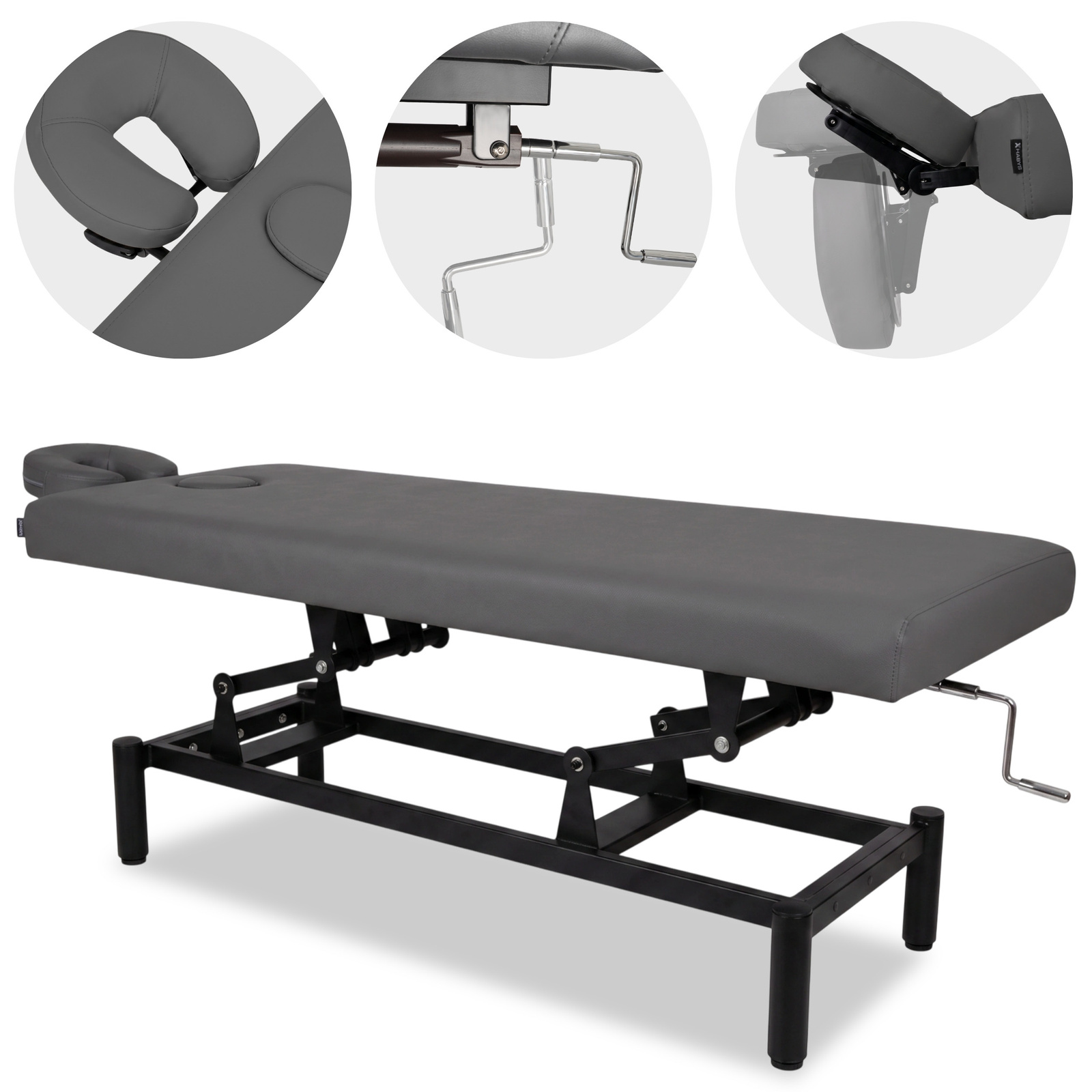 VIGO 1 massagetafel met handmatige hoogteverstelling donkergrijs Habys VIGO 1 massagetafel met handmatige hoogteverstelling donkergrijs Habys